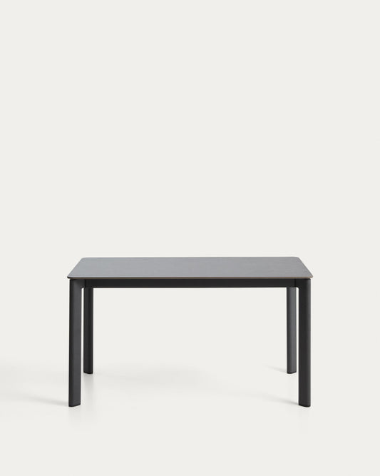 Anafi table made of sintered stone and aluminum in graphite color, 140 x 80 cm
