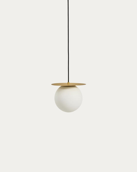 Brisia metal ceiling lamp with brushed brass finish and 1 matte glass ball Ø20cm