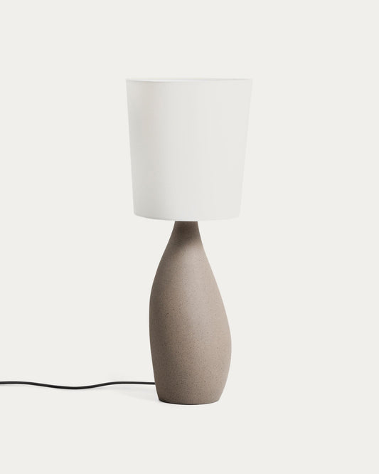 Viona large table lamp with textured stone effect and cotton shade