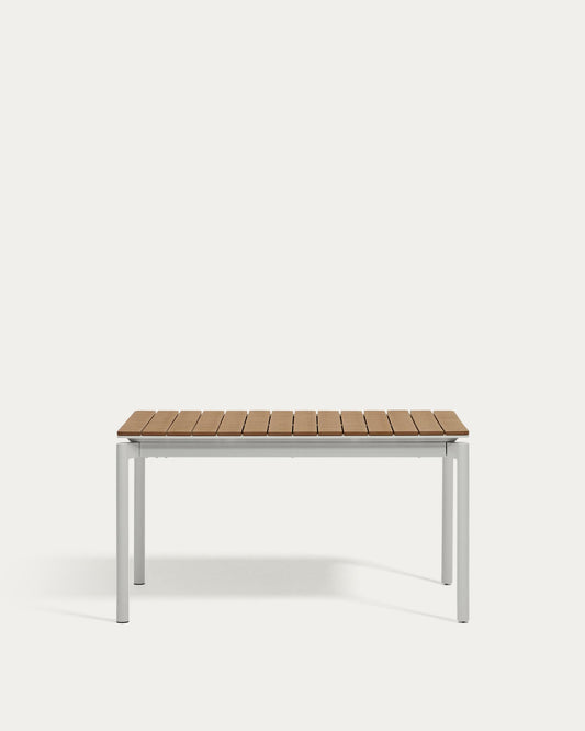 Canyelles table with extension for the garden, polywood and light gray aluminum 140-200x90 cm