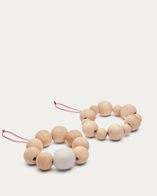 Suze set of 2 hanging ornaments made of felt and wood