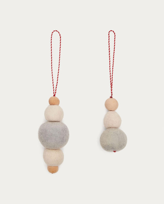 Dempsey set of 2 rows of hanging gray felt balls