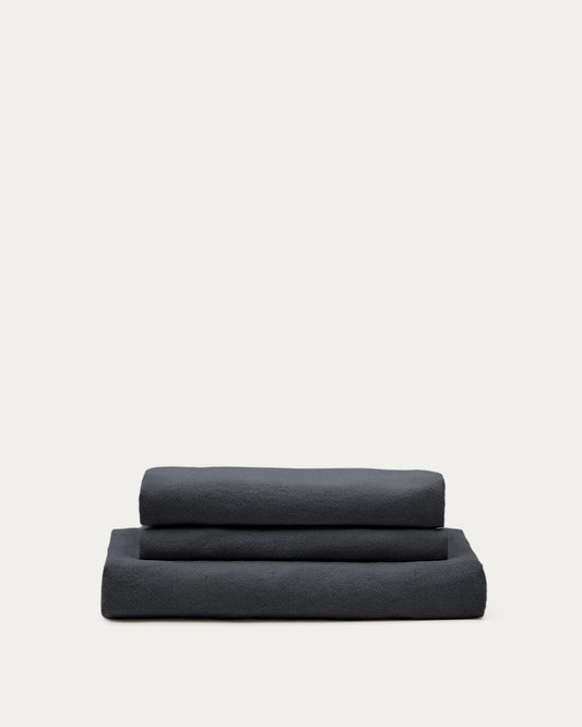 Nora armchair cover in anthracite grey linen and cotton 140cm