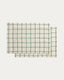 Adesta set of 2 individual placemats in 100% cotton ecru with green checks 35 x 50 cm