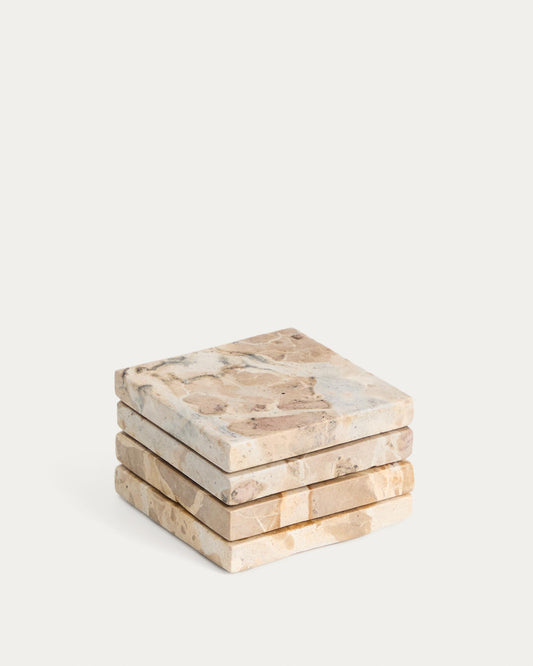 Set of 4 beige Malder marble coasters