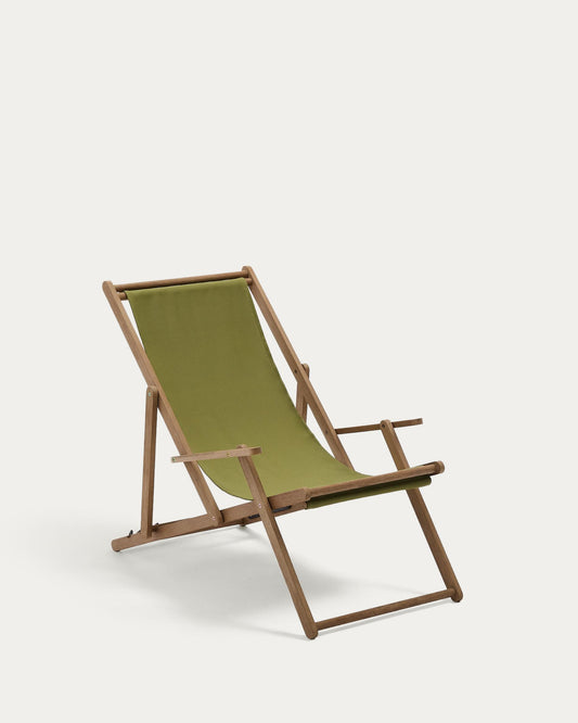 Wilara green outdoor folding lounger made of FSC 100% solid acacia wood