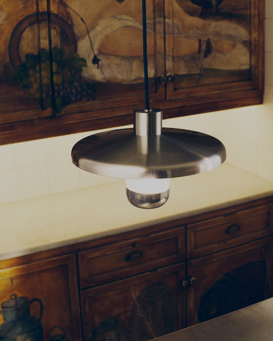 Nuvira ceiling lamp in light gray brushed metal base