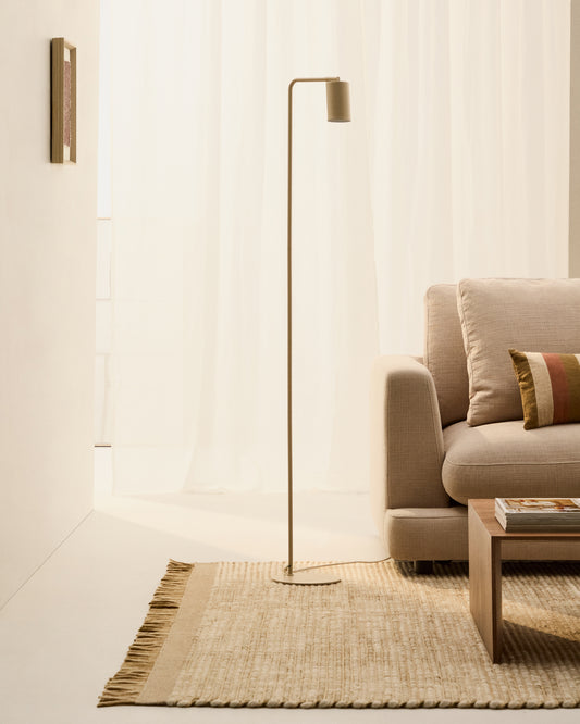 Manie metal floor lamp with beige texture