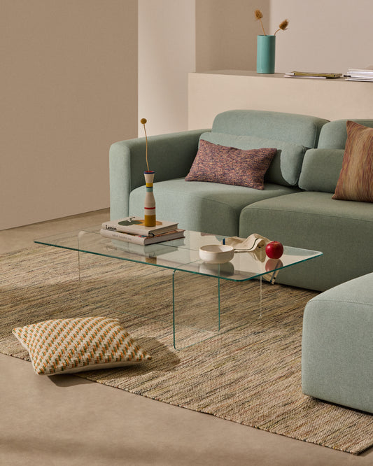 Zaren transparent tempered glass coffee table, 120 x 60 cm