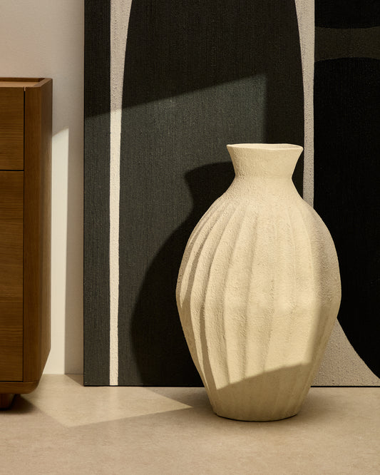 Vase Arquena made of waving paper beige 67 cm