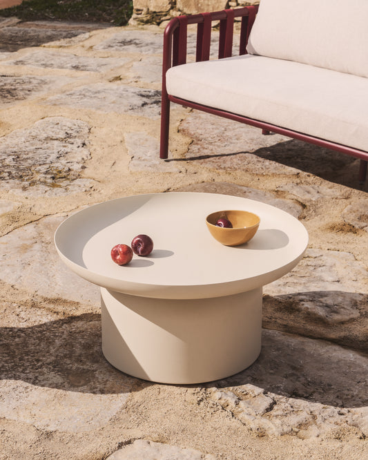 Arcola coffee table made of natural aluminum, Ø70 cm