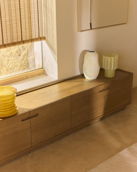 Vaza Medira od keramike, prirodna boja i žuta, 32,5 cm