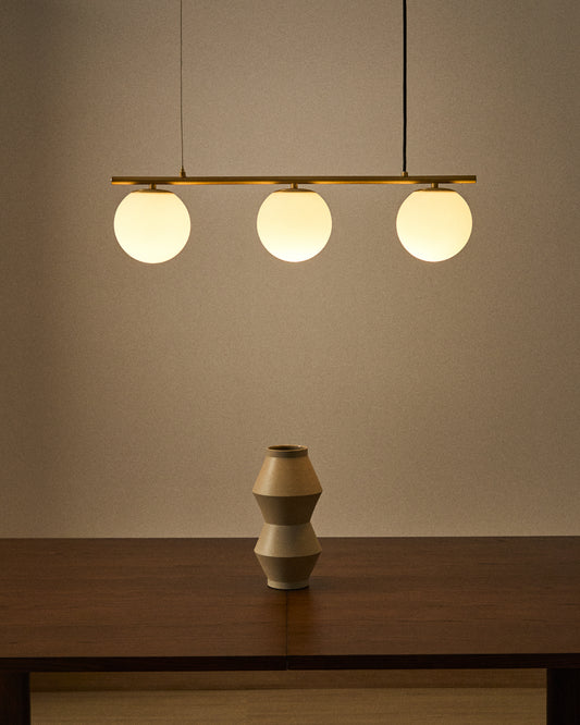 Brisia metal ceiling lamp with brushed brass finish and 3 frosted glass balls Ø15cm