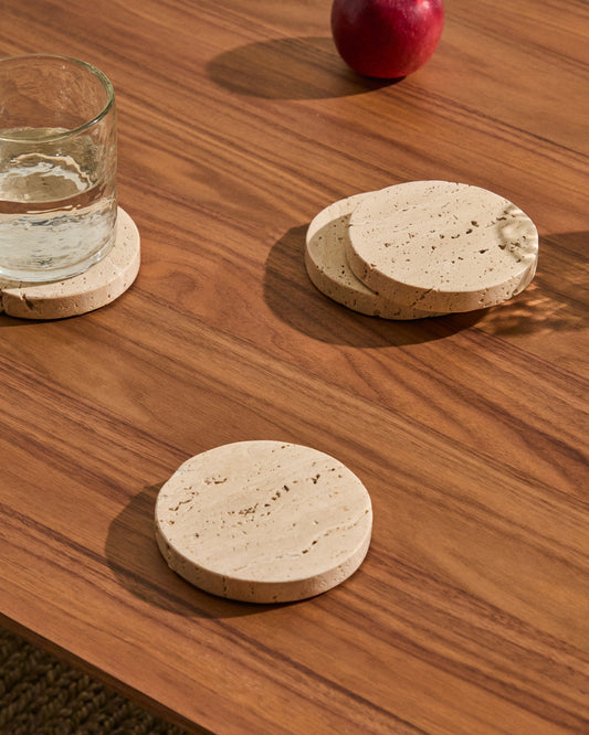 Zera set of 4 beige marble coasters