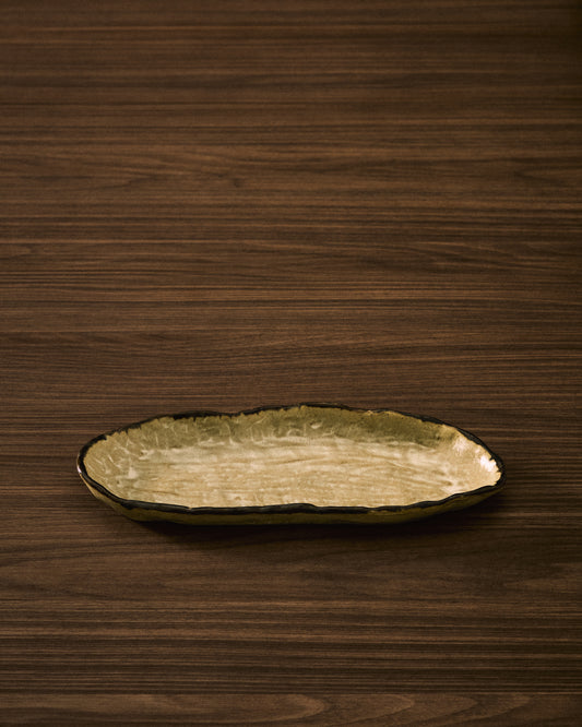 Abela tray made of brown ceramic