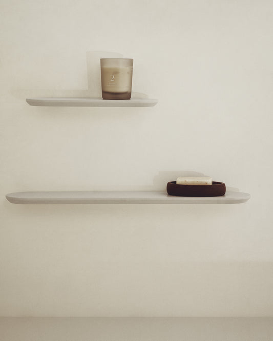 Arely set of 2 shelves made of MDF with beige lacquer 35 cm / 55 cm