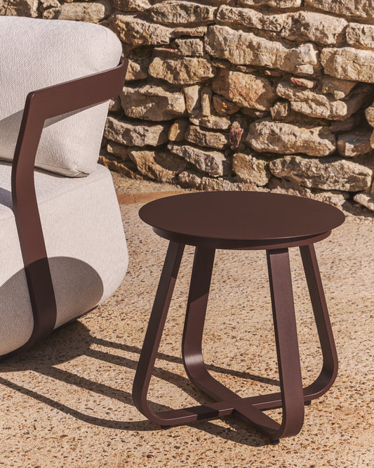 Side table for outside Tamaris made of aluminum, brown Ø48 cm