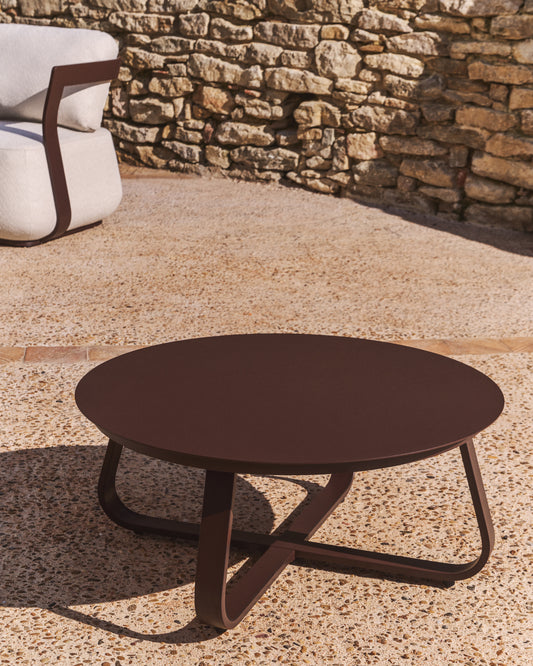 Tamaris aluminum coffee table for outside, brown Ø80 cm