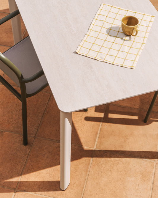 Adesta set of 2 individual placemats in 100% cotton ecru with yellow checks 35 x 50 cm