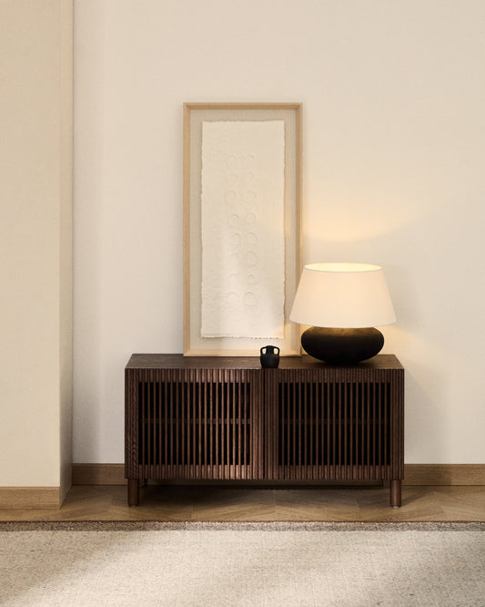 Beyla shoe cabinet, 2 doors, ash veneer, ash legs with walnut finish, 98.5 cm FSC 100%