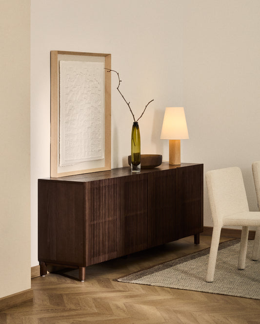 Beyla sideboard, 4 doors, ash veneer, ash legs with walnut finish, 180x71.5 cm FSC 100%