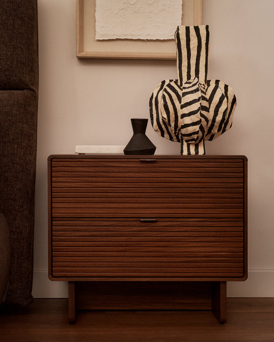 Norlen bedside table, 2 doors, walnut veneer, FSC Mix Credit, 60x52 cm