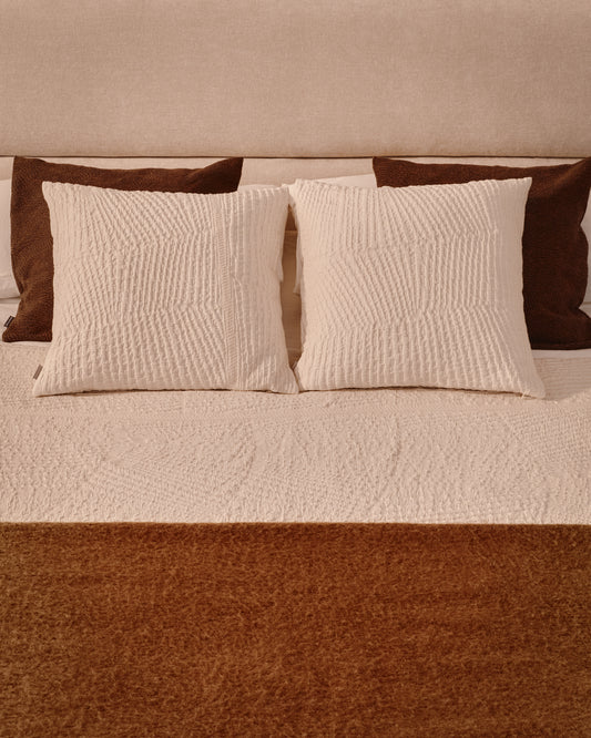 Raylo set of 2 pillowcases 100% cotton with structure and stripes 50 x 50 cm