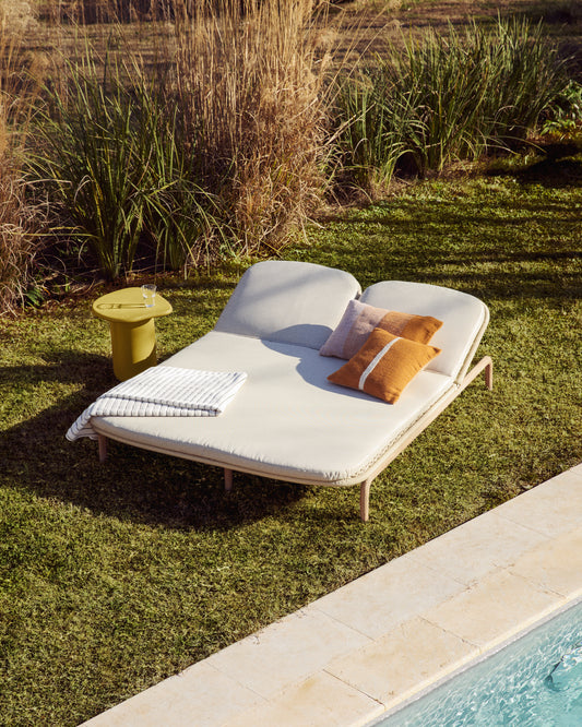 Double deckchair made of solid FSC 100% acacia wood and natural rope