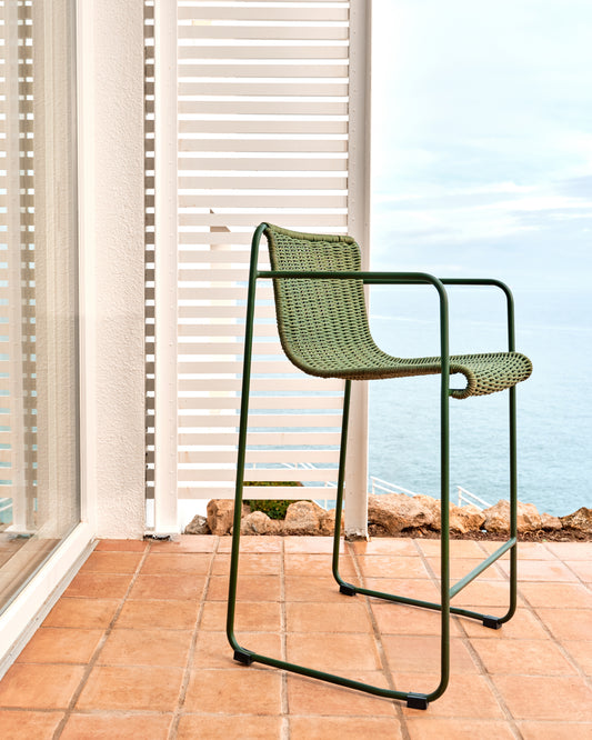 Maura chair made of green galvanized steel and green rope 64.5cm