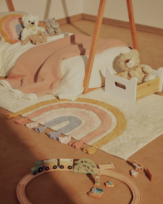Tadea cotton carpet, multicolored rainbow, 90 x 150 cm