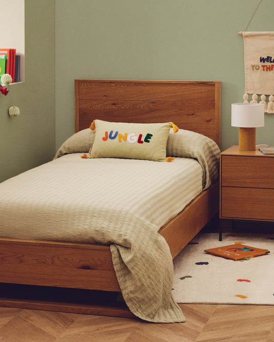 Rilune 100% cotton bedspread with light green embossed stripes for a 90 cm bed