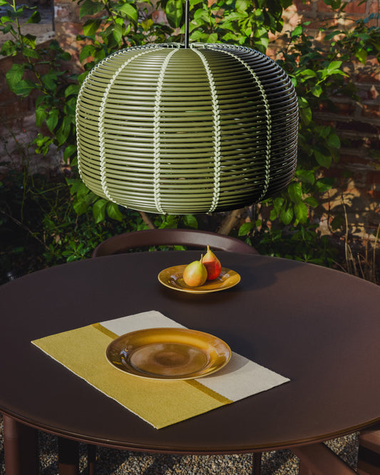 Lampshade for Garoina outdoor hanging lamp made of green synthetic rattan Ø 50 cm
