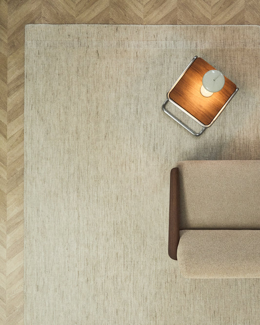 Dalena beige striped jacquard wool carpet 300 x 200 cm