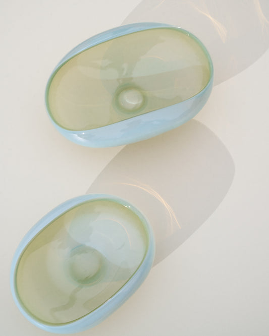 Dekorativna posuda za sto Nodila od belog stakla 23 x 16,5 cm