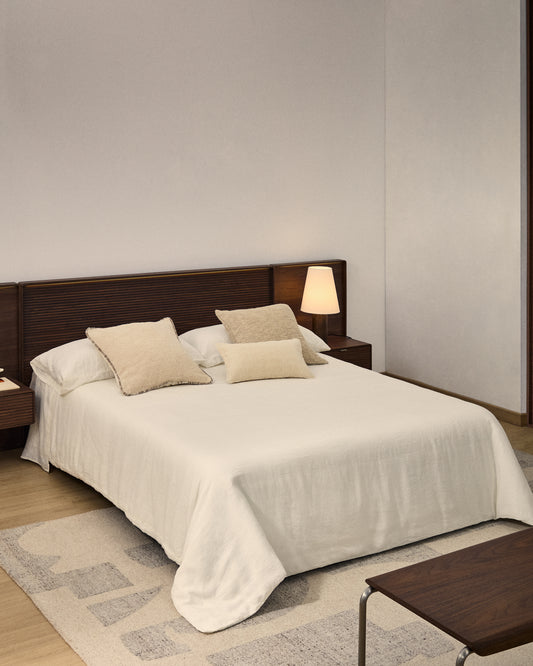 Simmel quilt and pillowcase set made of ecru cotton and linen for a bed 150 cm