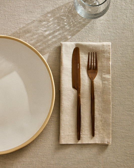 Aldine set of 2 linen blend napkins in stone grey