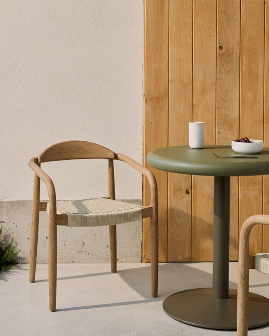 Nina stackable chair in FSC 100% solid acacia wood and ecru rope cord