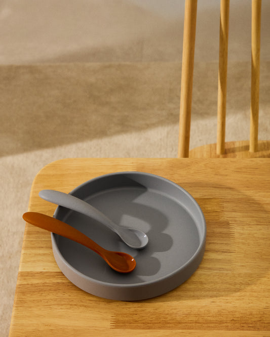 Lily set of two spoons in orange and blue silicone