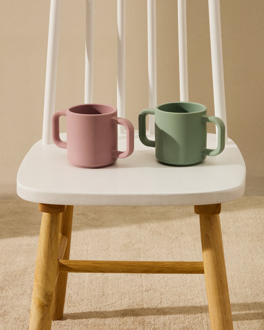 Lily set of two cups in pink and turquoise silicone