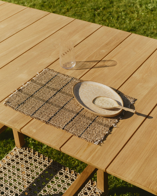 Uya Set of 2 Natural Fiber Table Runners with Natural and Black Finish 33.5 x 49 cm