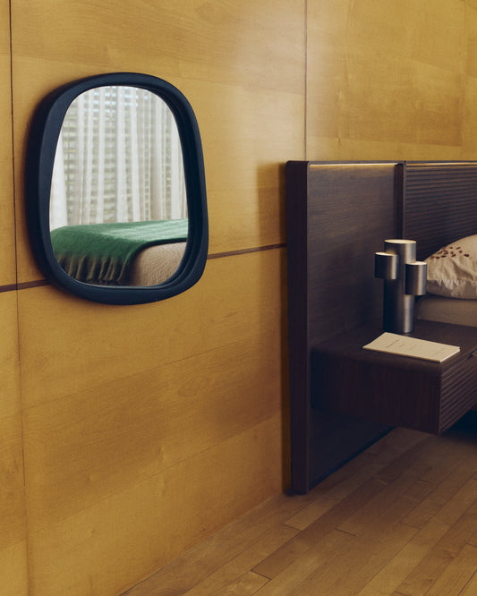 Alura teak mirror in black 45.5 x 47 cm FSC 100%