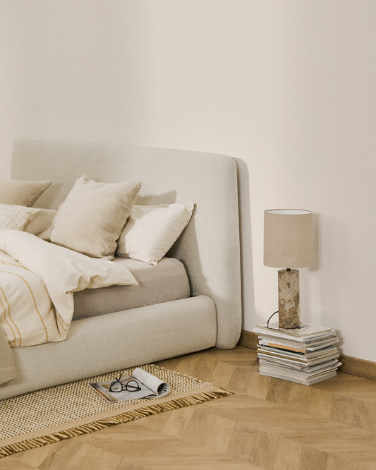 Martina bed cover made of ecru chenille fabric for mattress 160 x 200 cm