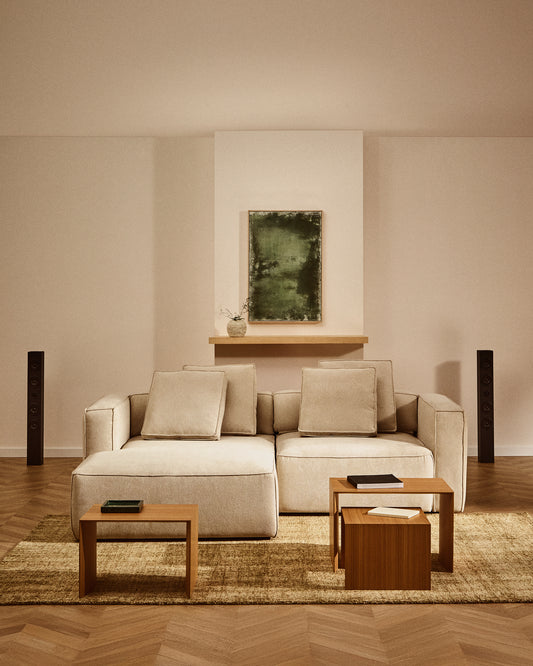 Marela bež chenille trosedna sofa na razvlačenje sa levim lenjivcem 236 cm FSC Mix Credit