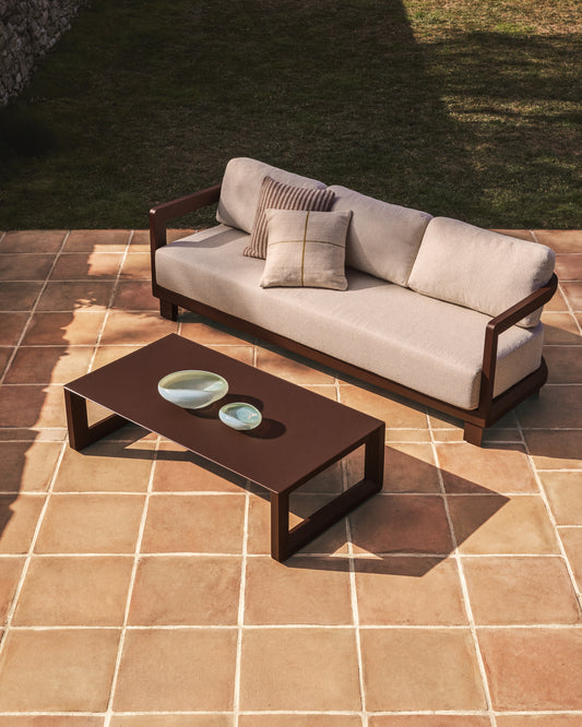 Set Nerano: sofa and coffee table made of aluminum, brown