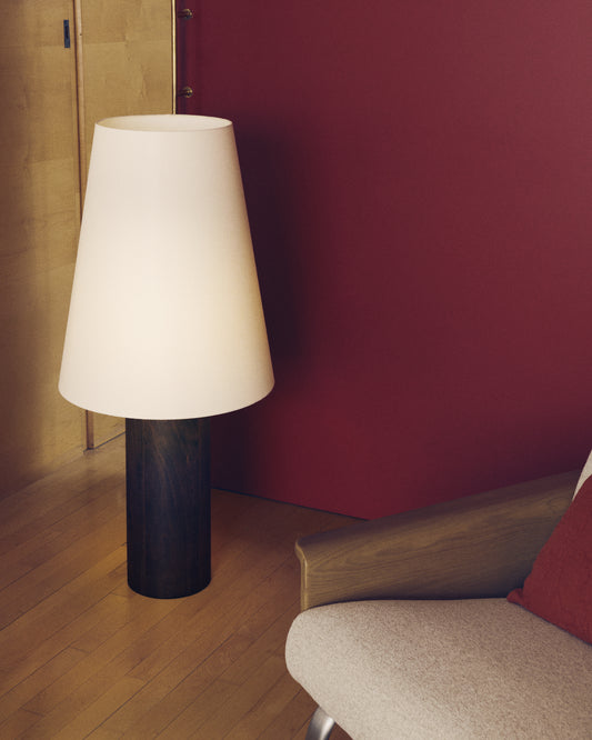 Marga floor lamp made of solid rubber wood, dark finish