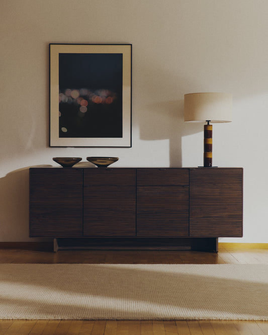 Norlen sideboard with 4 doors and 2 drawers in walnut veneer FSC Mix Credit 194.5 x 78 cm