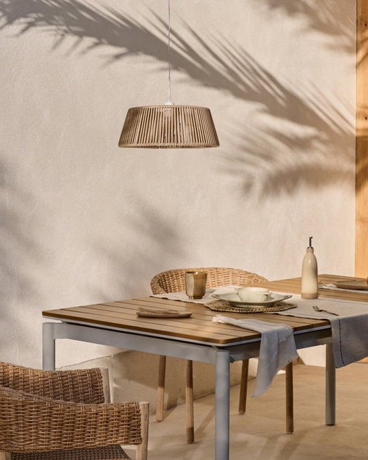 Canyelles table with extension for the garden, polywood and light gray aluminum 140-200x90 cm