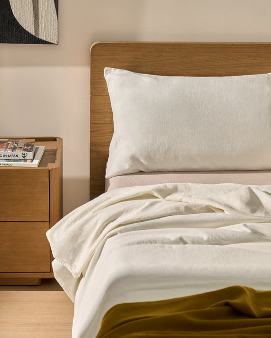 Simmel set jorgan i jastučnica od mješavine lana u ecru boji za krevet 90 cm