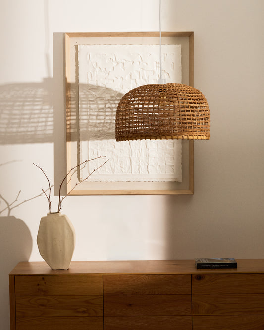 Dakira ceiling lamp shade made of rattan with a natural finish Ø52cm