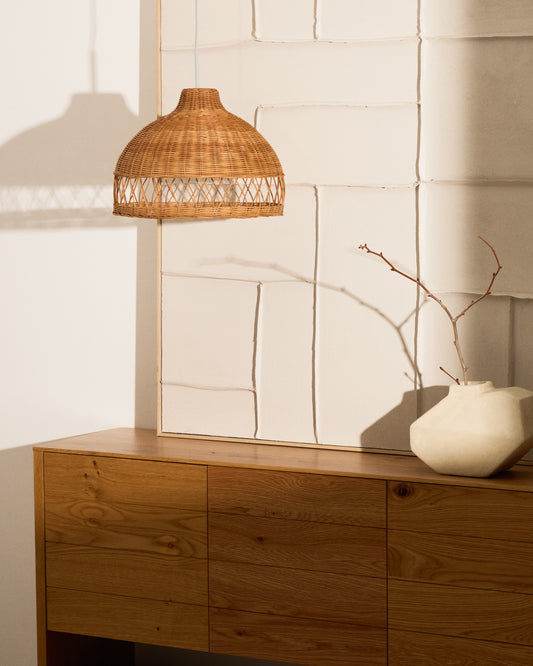 Loura ceiling lamp shade made of rattan with a natural finish Ø40cm